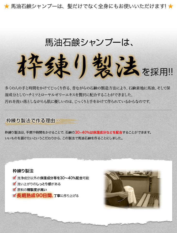 ◎馬油石鹸シャンプーで頭皮がきれいになった状態で育毛剤を使用