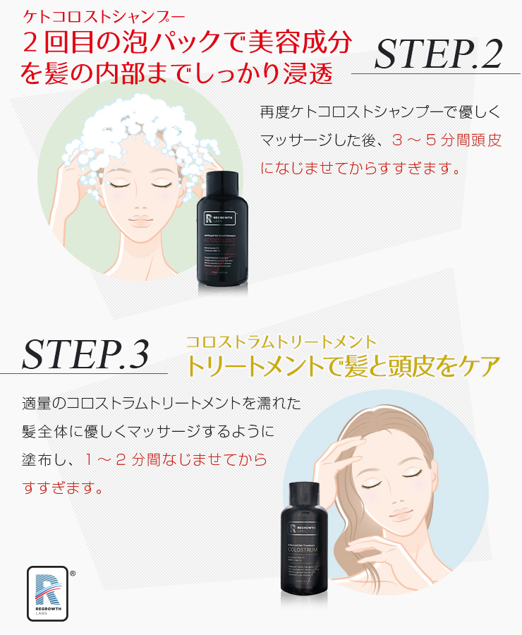 [REGROWTH LABS] リグロースラボ コロストラムトリートメントのおすすめの使用方法で頭皮の悩みを解決！スゴ技トリートメント！